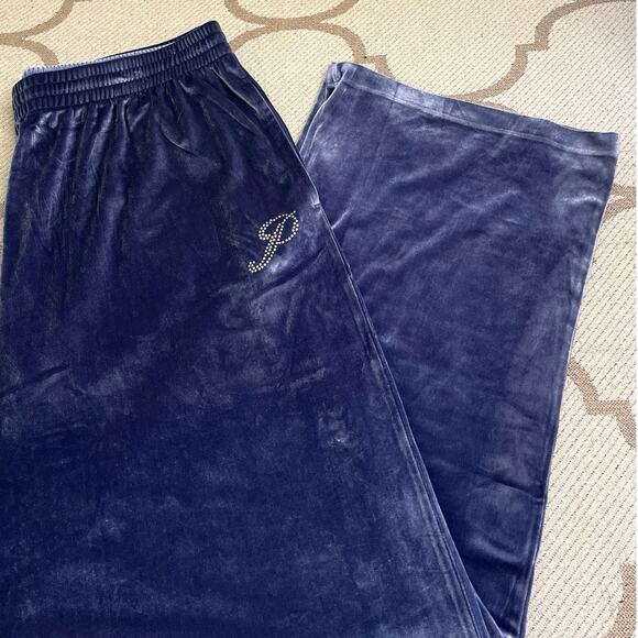 Pink Victoria’s Secret wide leg velvet pull on blue purple pants, size XXL - Picture 12 of 13